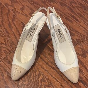 Bally Cream and White Heels with Pointed Toe Design